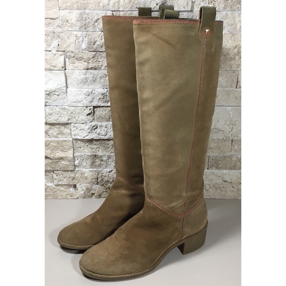 Kate Spade Boots Brown Leather Tall Tan Suede